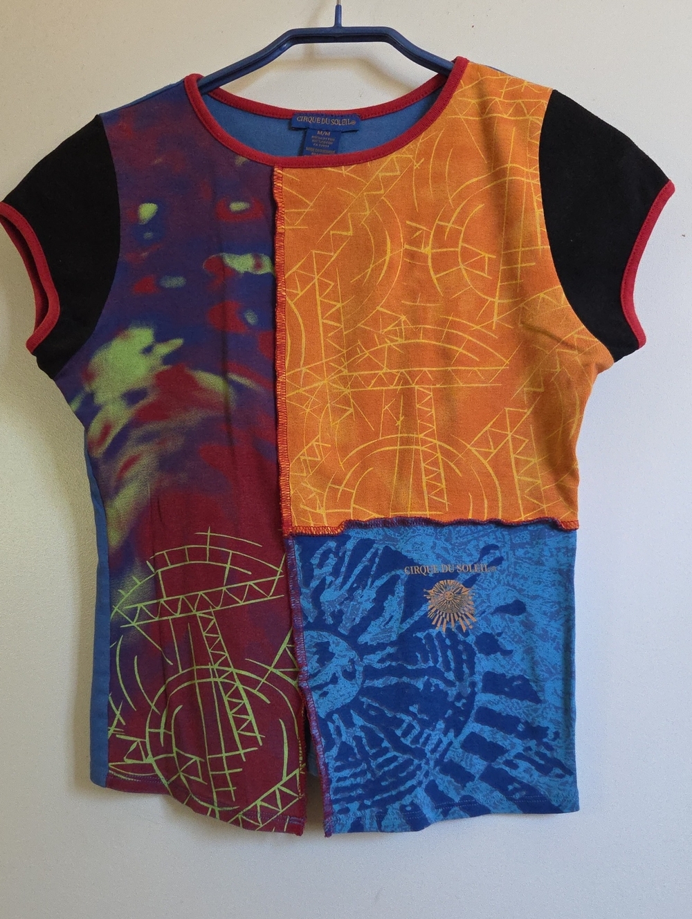 VTG 90s Cirque Du Soleil Patchwork Graphic T-Shirt Y2K. Authentic